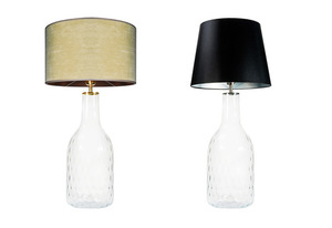 Glastischlampe Famlight Alor Transparent oliv / braun E27 60W handgefertigt small 3