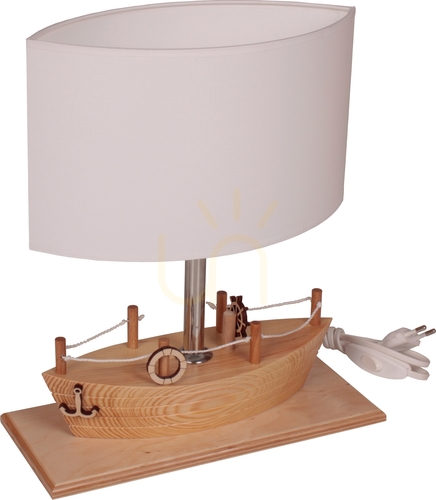 Prüfen Kinder-Tischlampe Hellux Statek Naturholz E27 411.25.01