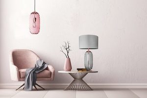 Stilvolle Tischlampe Chloe Lister Grey Famlight grau / Edelstahl E27 60W small 2