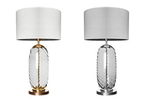 Stilvolle Tischlampe Chloe Lister Grey Famlight grau / Edelstahl E27 60W small 1