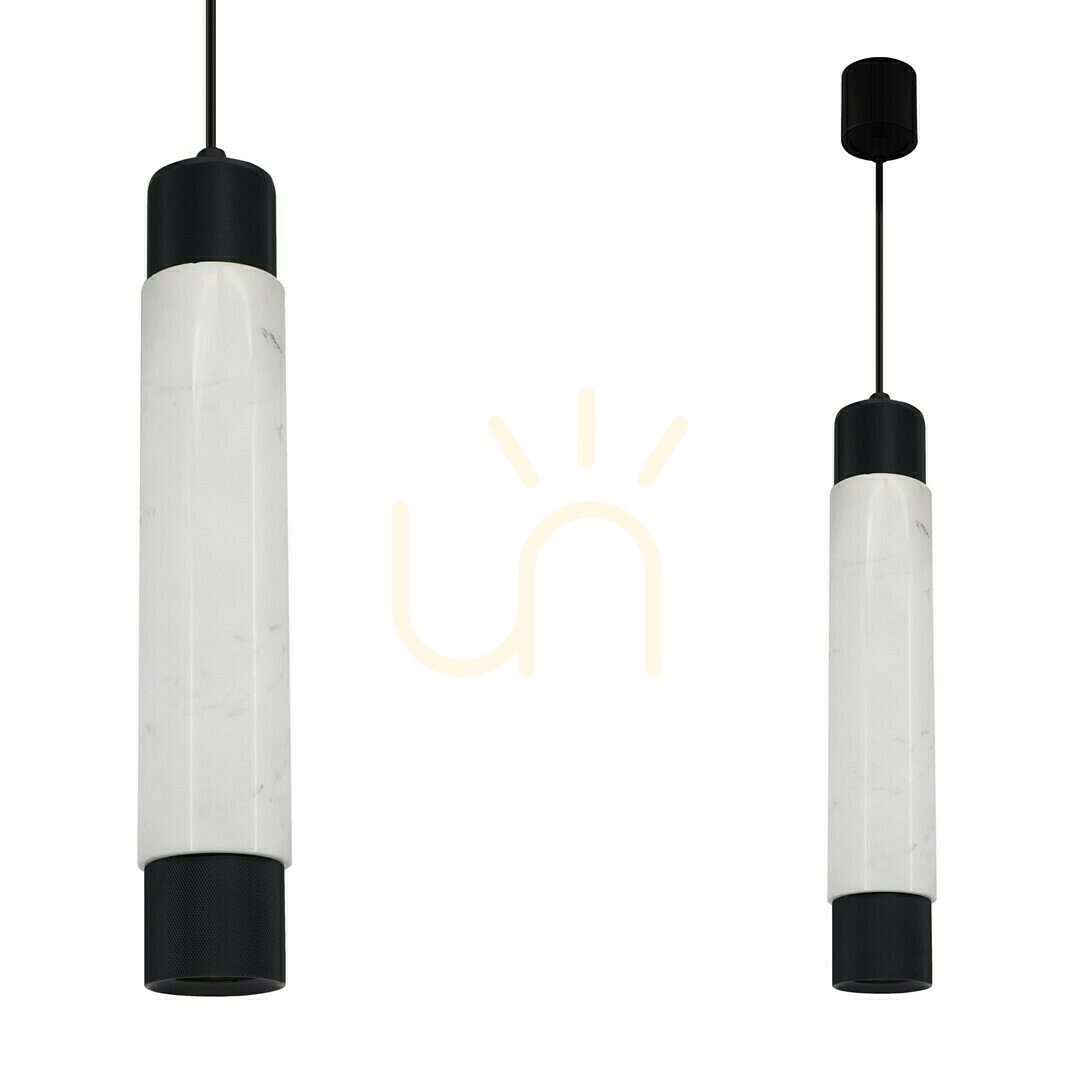 Marmor Weiß / Schwarz 1x Gu10 Pendelleuchte