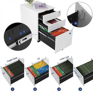 SONGMICS OFC60WT Rollcontainer weiß mit 3 Schubladen und Schloss small 4