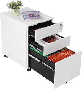 SONGMICS OFC60WT Rollcontainer weiß mit 3 Schubladen und Schloss small 7