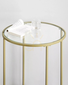 Runder Glas-Beistelltisch VASAGLE BARIS LGT20G goldfarben 50 cm small 10