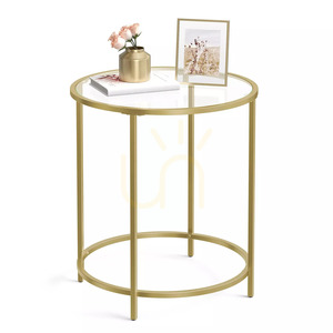 Runder Glas-Beistelltisch VASAGLE BARIS LGT20G goldfarben 50 cm small 7