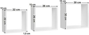 3er-Set Wandregale SONGMICS LWS30WT weiß 30/26/22 cm small 1