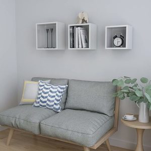 3er-Set Wandregale SONGMICS LWS30WT weiß 30/26/22 cm small 2