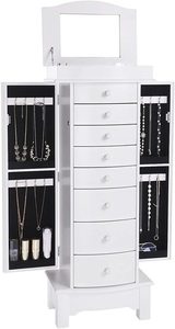 Schmuckschrank SONGMICS JBC17W weiß, 8 Schubladen, Spiegel small 2