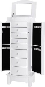 Schmuckschrank SONGMICS JBC17W weiß, 8 Schubladen, Spiegel small 0