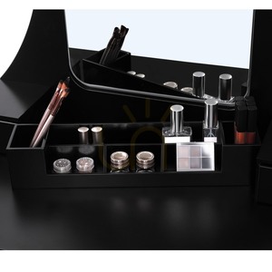 VASAGLE RDT25BK Schminktisch schwarz mit Spiegel, Hocker und 5 Schubladen small 8