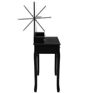 VASAGLE RDT25BK Schminktisch schwarz mit Spiegel, Hocker und 5 Schubladen small 6