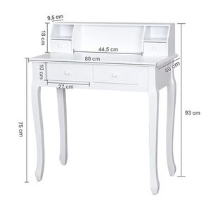 SONGMICS Schminktisch RDT80W weiß, 80 cm, 4 Schubladen, ohne Spiegel small 5