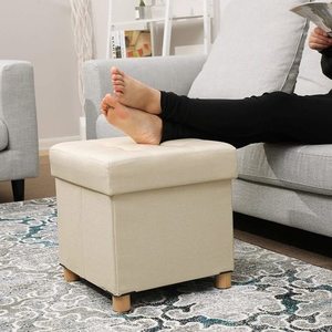 Beiger Sitzhocker mit Stauraum SONGMICS LSF14BE 38 × 38 × 40 cm small 2