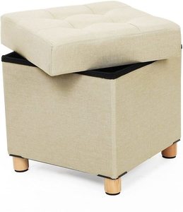 Beiger Sitzhocker mit Stauraum SONGMICS LSF14BE 38 × 38 × 40 cm small 0