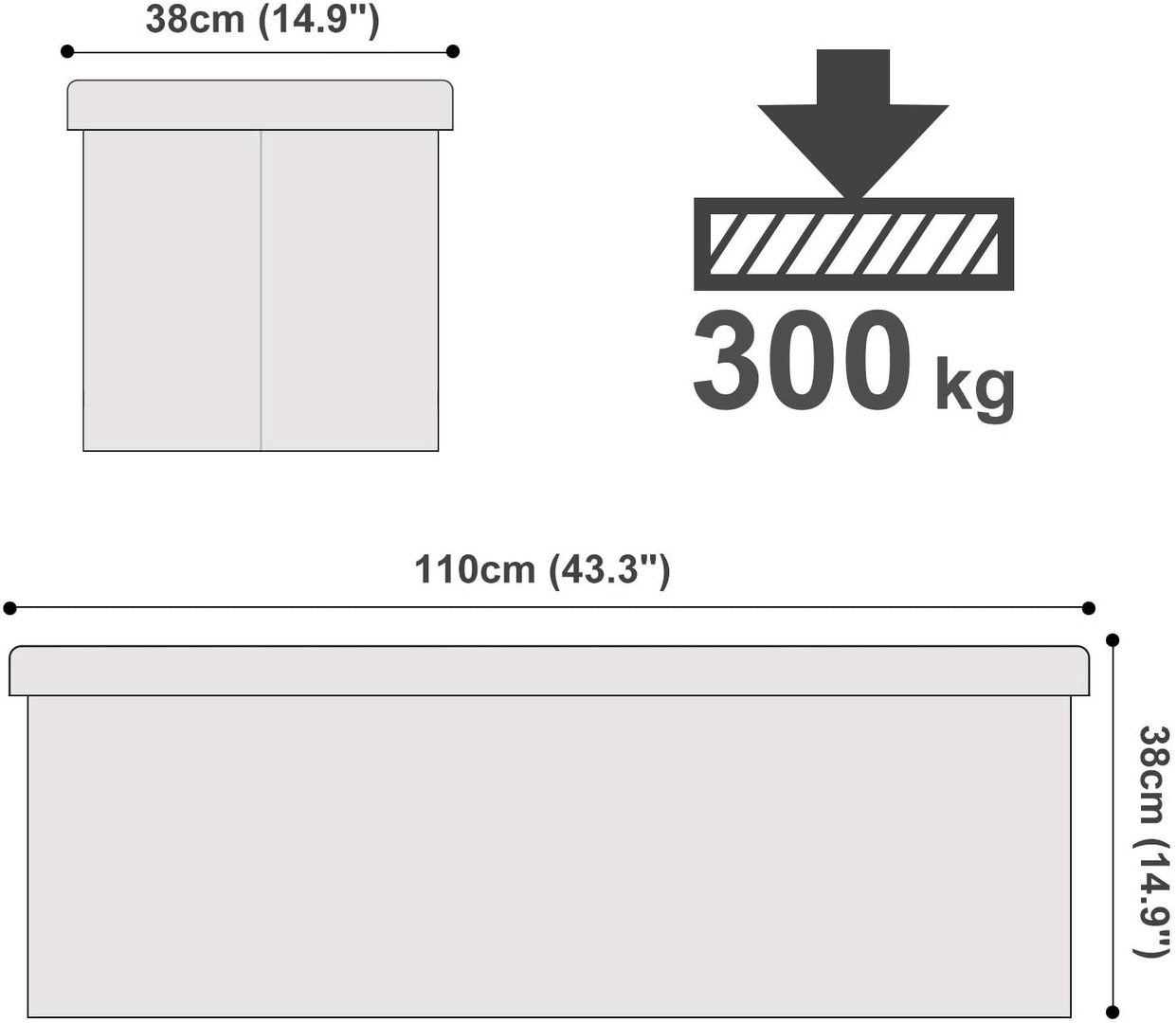 Zeige Klappbarer Sitzpuff mit Aufbewahrung LSF75WT Klappbarer Sitzpuff mit Aufbewahrung LSF75WT