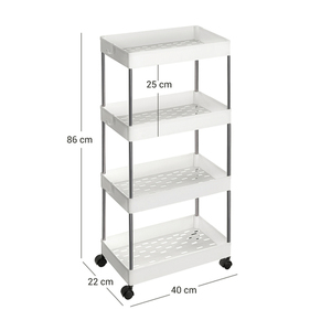 Fahrbarer Aufbewahrungswagen mit 4 Ablagen weiß - KSC10WT small 4
