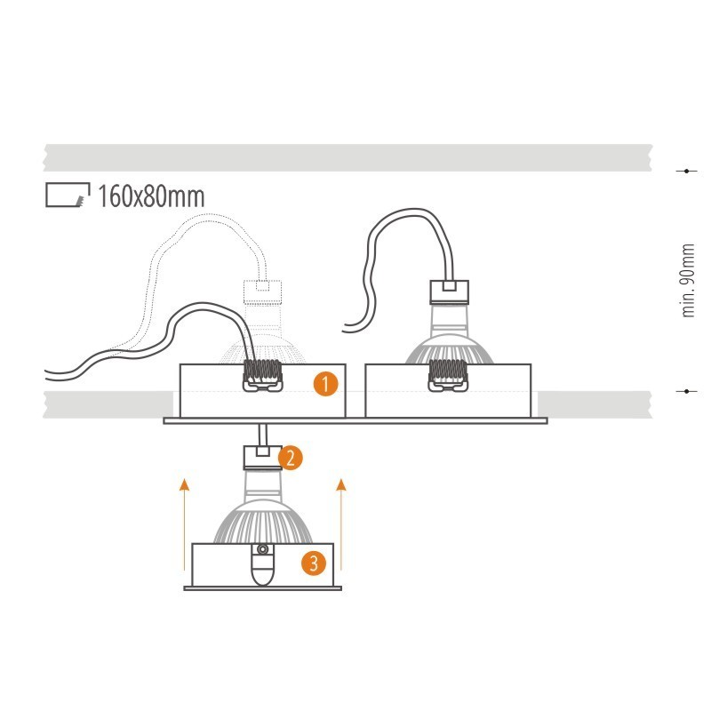 Zeige Silber Dual Rechteck Downlight Alcazar 542.SC Silber Dual Rechteck Downlight Alcazar 542.SC