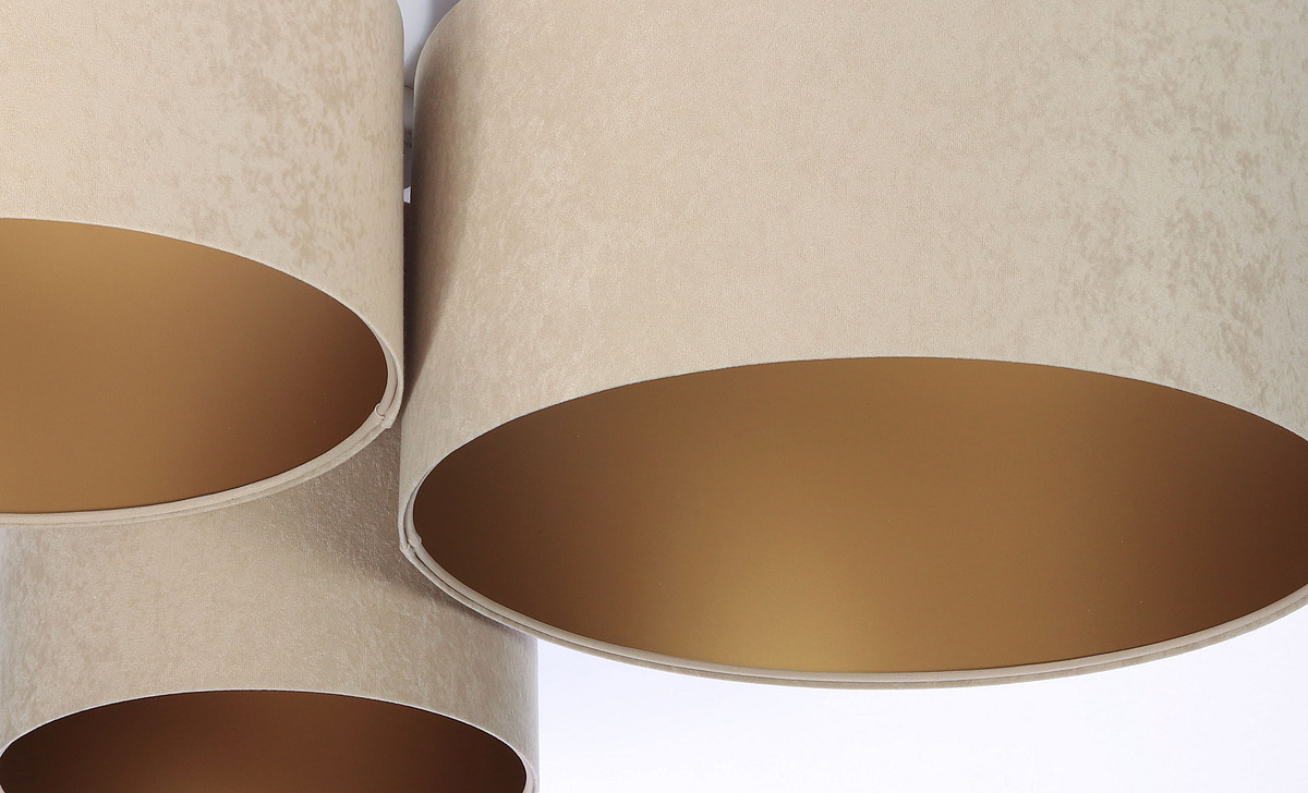 Aussicht Moderne Deckenleuchte für das Wohnzimmer - Elemente 60W E27 Beige / Gold Veloursstoff Moderne Deckenleuchte für das Wohnzimmer - Elemente 60W E27 Beige / Gold Veloursstoff