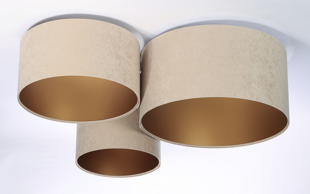 Vorschau Moderne Deckenleuchte für das Wohnzimmer - Elemente 60W E27 Beige / Gold Veloursstoff Moderne Deckenleuchte für das Wohnzimmer - Elemente 60W E27 Beige / Gold Veloursstoff