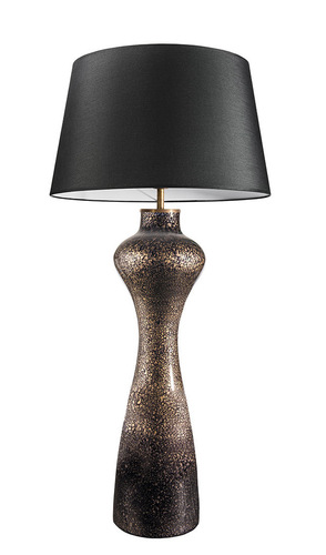 Prüfen Stilvolle Tischlampe Famlight Havana L Schwarz &amp; Gold Shiny E27 60W Graphit / Weiß