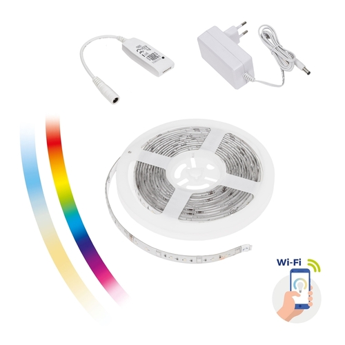 Prüfen Set: LED-Streifen 17w / 5m Rgbw + Cct + Dimm (5m Rolle) In Silikon + Controller + Spectrum Smart Wi-Fi Netzteil