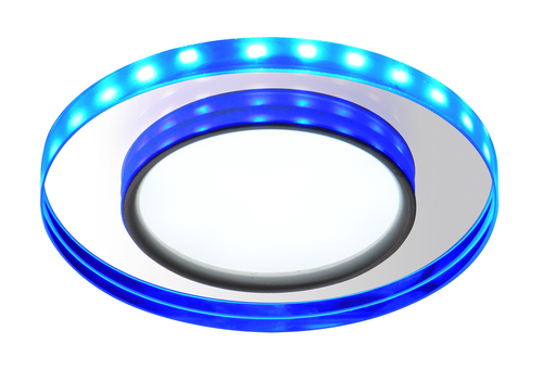 Prüfen Ssp-23 Ch / Tr + Bl 8W LED 230V Ring LED Blue Eyelet Decke Deckenleuchte Festes rundes Glas transparent
