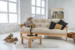 Schlafsofa WoodMan Mexico Buchenholz creme 210x105 cm WUA-00619 small 1