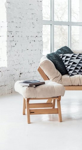 Prüfen Sitzpuff WoodMan Buchenholz Creme 62x40x40 cm SKU 485