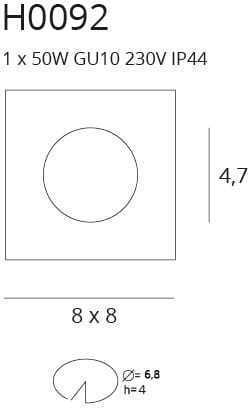 Prüfen Einbauleuchte Max Light Square H0092 weiß GU10 IP44 8x8 cm