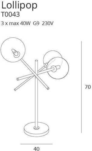 Prüfen Schreibtischlampe Max Light Lollipop T0043 schwarz 3-flammig G9 Metall Glas