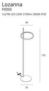 Stehleuchte Max Light LOZANNA F0050 LED 27W 3000K 170 cm Gold small 1