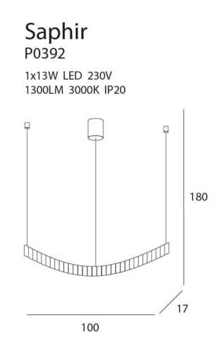 Prüfen Pendelleuchte Max Light Saphir P0392 LED Chrom Kristall 100 cm