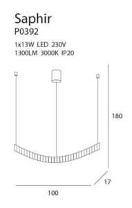 Pendelleuchte Max Light Saphir P0392 LED Chrom Kristall 100 cm small 1