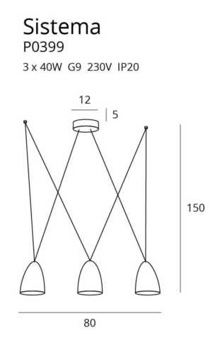 Prüfen Pendelleuchte Max Light Sistema P0399 schwarz 3-flammig Metall 80 cm G9