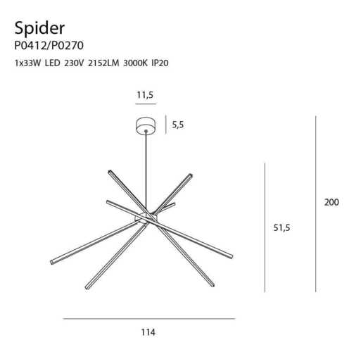 Prüfen Pendelleuchte Max Light Spider P0412 LED schwarz 114 cm