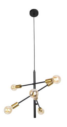Prüfen Pendelleuchte Max Light TODI P0397 6-flammig Schwarz Gold E27 Metall