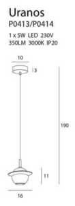 Pendelleuchte Max Light Uranos P0414 schwarz-gold Marmor LED 16 cm small 1