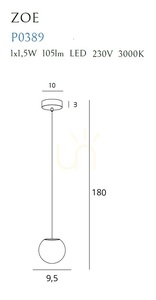 Pendelleuchte Max Light Zoe P0389 Gold Glas Edelstahl 9,5 cm LED 3000K small 5