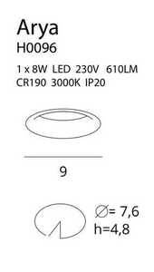 Einbauleuchte Max Light ARYA H0096 LED 8W weiß Ø9 cm dimmbar 3000K 1 Einbauleuchte Max Light ARYA H0096 LED 8W weiß Ø9 cm dimmbar 3000K small 1