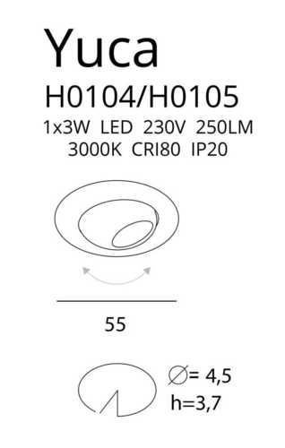 Prüfen Einbauleuchte Max Light Yuca Round Tilted schwarz LED 3W 3000K H0105