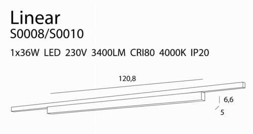 Prüfen Schienenleuchte Max Light LINEAR S0008 LED 36W 4000K schwarz 120,8 cm