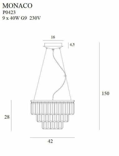 Prüfen Pendelleuchte Max Light Monaco P0423 Gold 9-flammig G9 42 cm