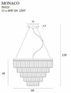 Pendelleuchte Max Light Monaco P0424 Gold 15-flammig Ø60 cm G9 1 Pendelleuchte Max Light Monaco P0424 Gold 15-flammig Ø60 cm G9 small 1