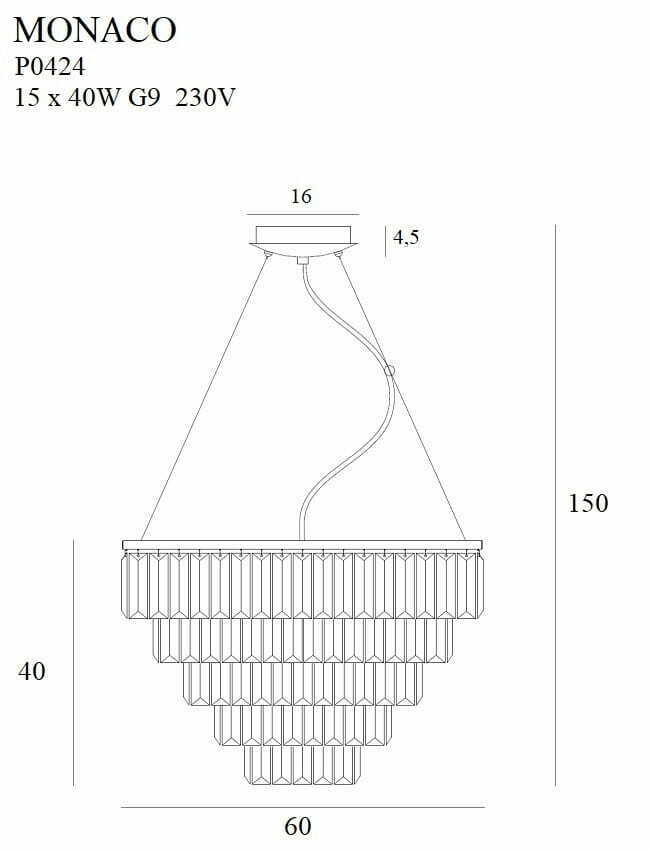 Aussicht Pendelleuchte Max Light Monaco P0424 Gold 15-flammig Ø60 cm G9 Pendelleuchte Max Light Monaco P0424 Gold 15-flammig Ø60 cm G9