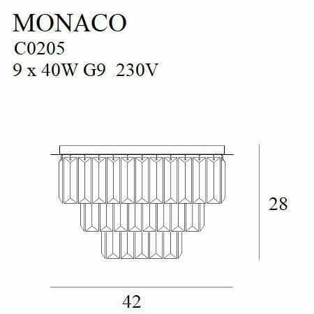 Prüfen Plafond Max Light Monaco C0205 Gold 42 cm 9xG9 Metall Glas
