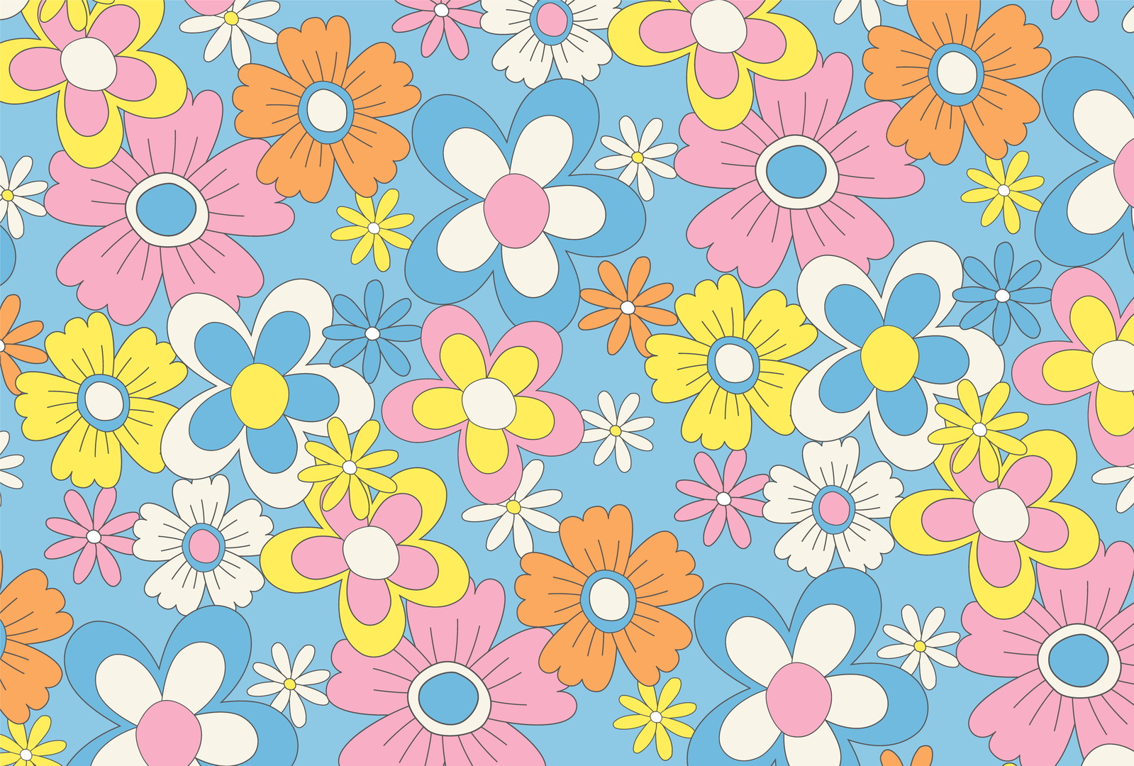 Fototapete Blumen, Minimalismus, Natur, Blau, Rosa, Kinderzimmer