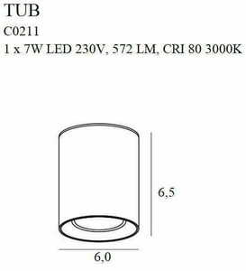 Plafond Max Light Tub C0211 schwarz rund LED 7W 6 cm small 1