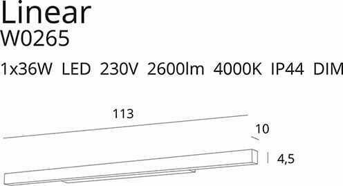 Prüfen Wandlampe Max Light Linear W0265 LED weiß 113 cm IP44 dimmbar