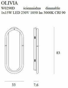 Wandleuchte Max Light Olivia W0290D Gold LED 15W 3000K 83 cm small 1