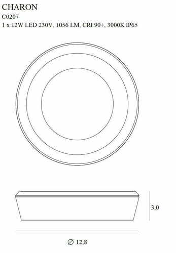 Prüfen Plafond Max Light Charon C0207 weiß LED 11W 3000K IP65 12,8 cm